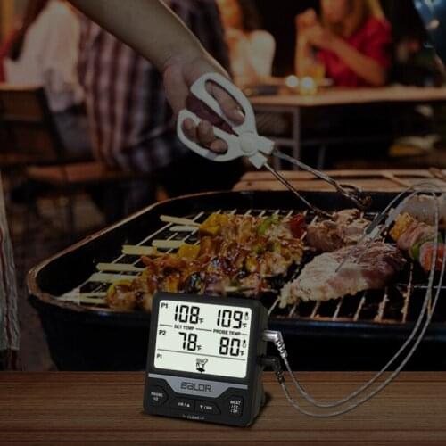 Baldr Digital Dual Probes Food Thermometer Kitchen Cooking Meat Grilling Smoker Waterproof LCD BBQ Temperature Meter Timer Alarm