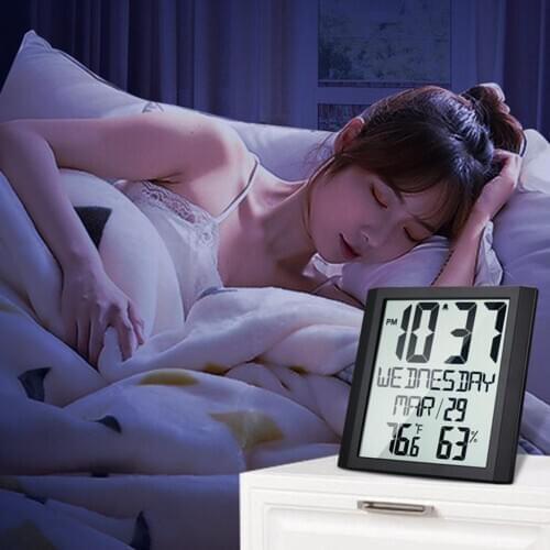 Digital Clock Large Screen Display Easy to Read Temperature Humidity Gauge Calendar Reminders for Home Office