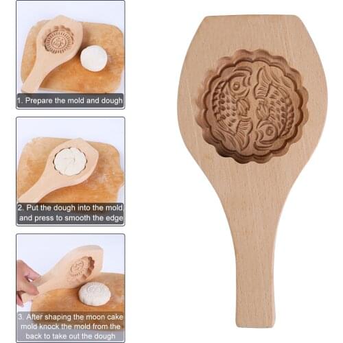 Wooden Mooncake Mold Cookie Mold 80g 3D Flower Fondant Cake Mooncake Baking Molds DIY Cake Decoration Tools Kitchen Baking Tool