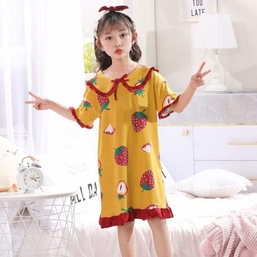 Baby Girls Pajamas Princess Teenager Sleepwear Dress Summer 2 4 6 8 10Years Nightgown Kids Homewear Floral Ruffles Cute Costume