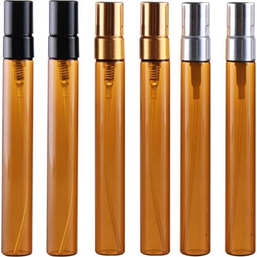 10ml Amber Glass Perfume Bottle With Atomizer Half Cover Aluminum Empty Cosmetic Container Travel Spray Bottles