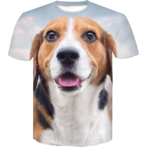 New Breathable Mens T-shirt Summer Fashion Top 3D Cute Dog Theme T-shirt Mens O-shirt Street Wear