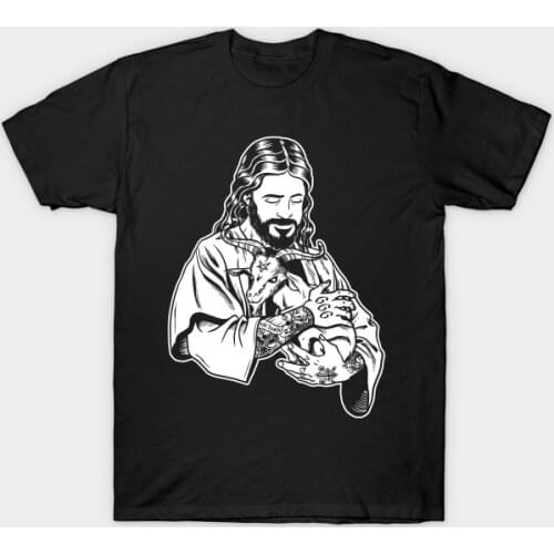 Men t-shirt Atheist Jesus Loves Satan Baphomet Goat Tshirt Women T Shirt Men Cotton Tees Streetwear Harajuku