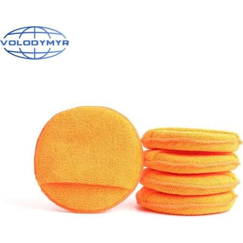 Volodymyr Car Foam Sponge Microfiber Wax Applicator 5Pcs 6inch for Waxing Polish Cleaning Detailing Polishing Pads Auto Care