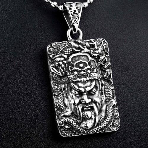Hot sell new - free shipping charming tibet silver Public buddha sculpture guan gong pendant