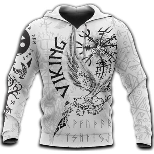 X-Safala Viking Tattoo Rune 3D All Printed Hoodie Man Women Harajuku Outwear Zipper Pullover Sweatshirt Casual Jacket