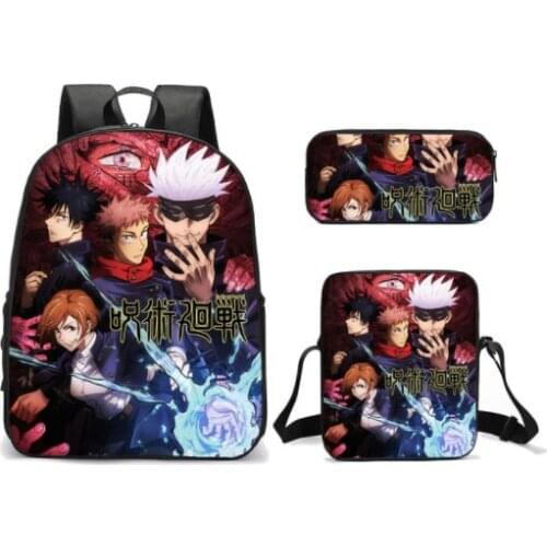 Jujutsu kaisen 3 pcs/set Backpack boys girls kid School Bags Pencil Case Students Best Gifts for Children School Backpack