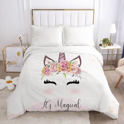Crown Unicorn Cartoon Duvet Cover with Zipper Comforter/Quilt/Blanket Case 200x200 140x200 3D Bedding For Children Kids Baby