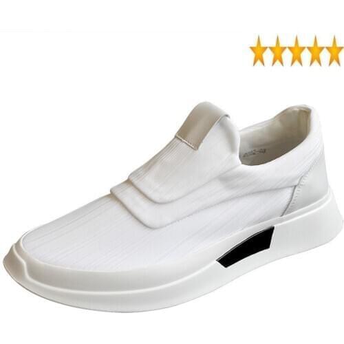 White Slip-Ons Casual Mens Sneakers Breathable Shoes Fashion Autumn Platform Joggers Espadrille Men Walking Footwear