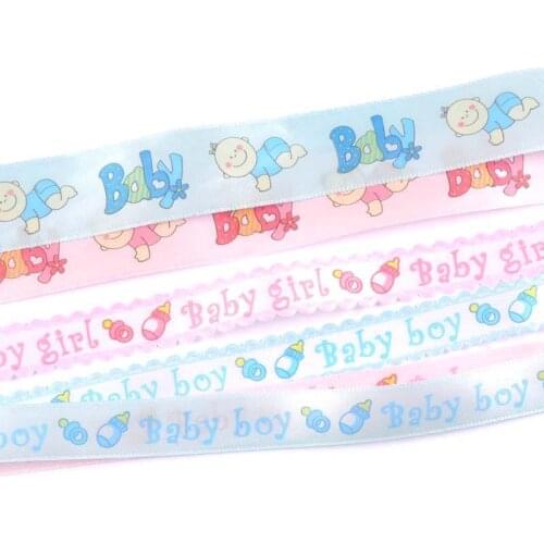 6yards/lot 1.5/2.5mm Blue/pink Baby Pattern Ribbons For Craft DIY Accessories Sewing Fabric Trim Lace Party Wrapping Decor c2228