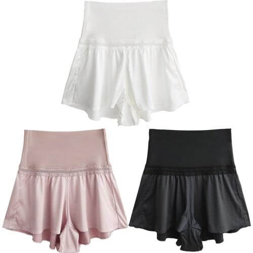 Ice Silk Summer Womens Shorts Skirt Sexy Home Cloth Pants Dress Sport Shorts High-Waist Sleep Bottoms Comfortable Safety Short
