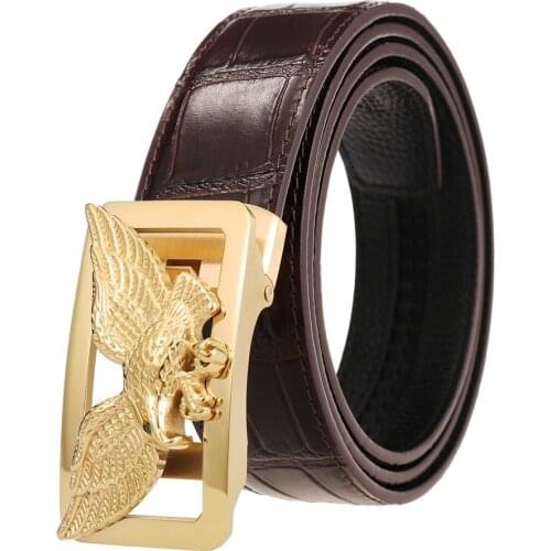 Mens Ratchet Leather Dress Belt with Automatic Buckle 35mm The Top Layer of Cowhide Leather Belt
