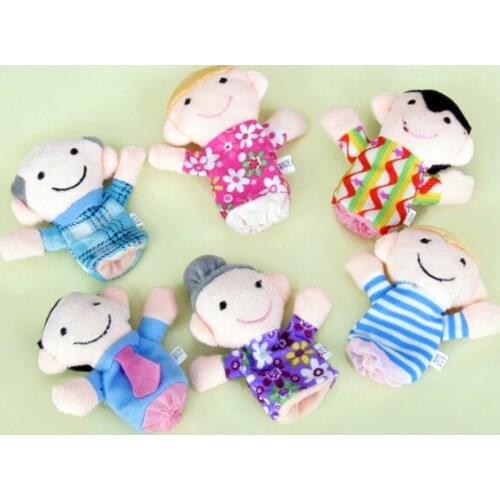 6 X Finger Puppet Family People Set Soft Toy Play Story Boys Girls Mom Dad