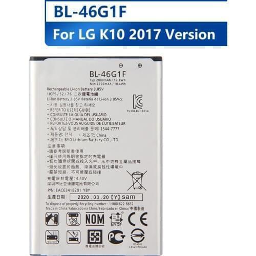 Agaring Original Replacement Phone Battery BL-46G1F For LG 2017 Version K10 LG BL-46G1F Authentic Rechargeable Battery 2800mAh