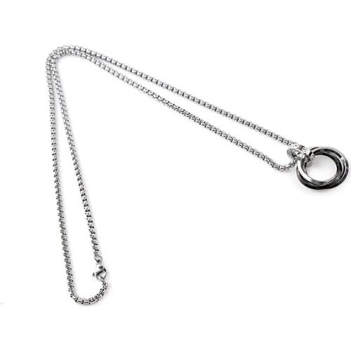 GUUKA Tidal four-ring pendant necklace Zhang Yixing with couple hip-hop niche ring pendant necklace