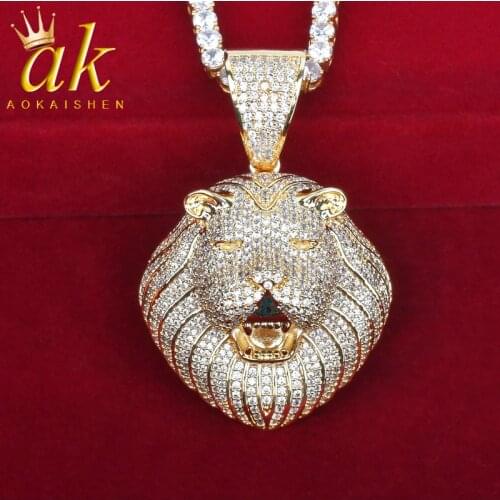 Lion Head Pendant Necklace Gold Color Women Hip Hop Rock Street Jewelry