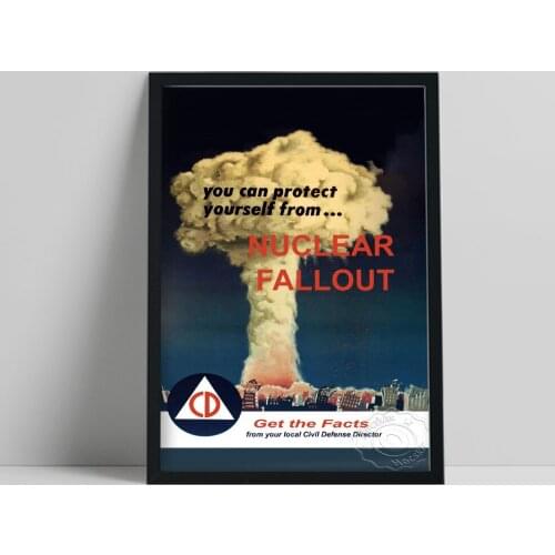 Mushroom Cloud Safety Publicity Printing Poster, You Can Protect Yourself Canvas Painting, World Peace Wall Picture Home Decor