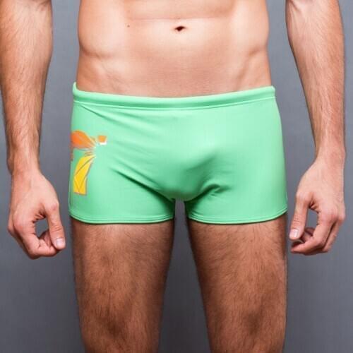 New Mens Number 7 Printing Thin and Soft sexy Mens Swimming Boxers Hot Spring Mens Swimming Trunks