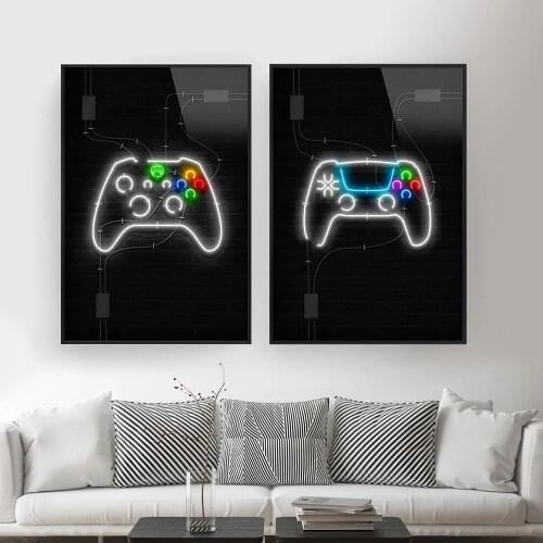 Video Gaming Room Posters Abstract Home Decoration Canvas Painting Funny Party Game Wall Art Pictures for Boys Room Home Decor