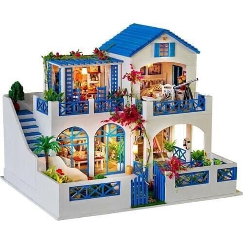 DIY European Large Villa Dollhouse Miniature Furniture With garden Doll Houses Assemble Toys Children Boys birthday Gift Casa