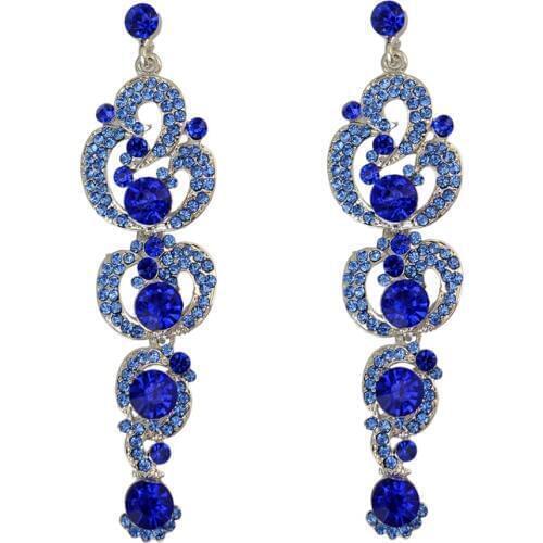 5 Different Colors Bohemian Crystal Dangle Earring Fahsion Luxury Blue Rhinestone Wedding Bride Earrings for Women