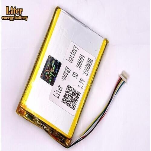 Plug 1.0-5P 366094 356095 2500mah 3.7V Li-ion Polymer Battery Rechargeable For tablet pc 7 inch MP4 MP5