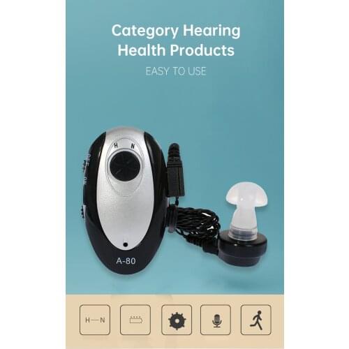 Hearing Aid Rechargeable A-80 Pockets Portable Sound Amplifier for Mild To Moderate Hearing Loss Adjustable Hearing Amplifier