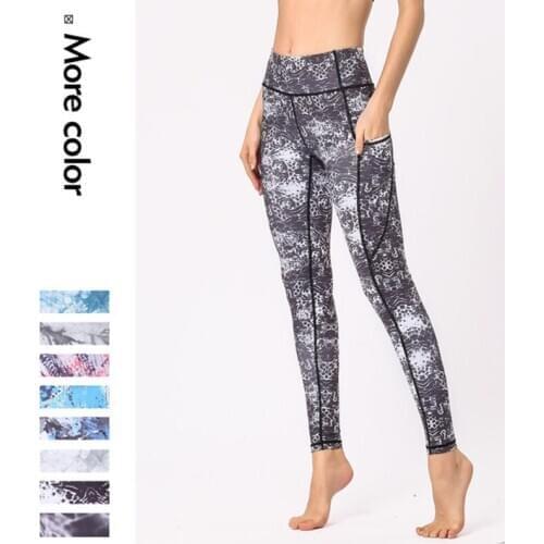 Sport Printing Leggings Women Fitness Push Up Yoga Pants High Waist Squat Proof Workout Running Sportswear Elastic Gym Trousers
