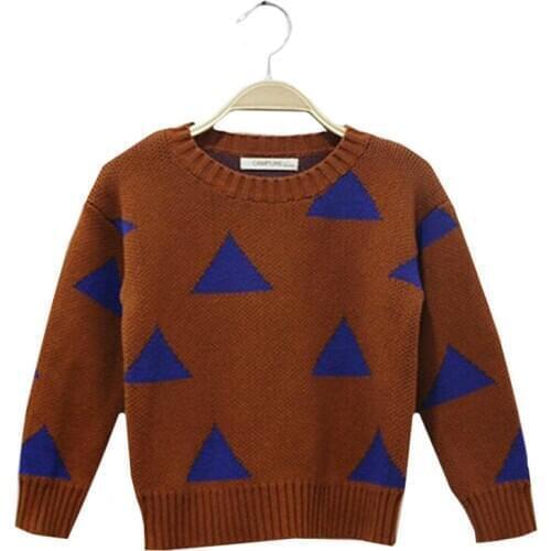 Spring Childrens Clothing Fashion 1-5Yrs Childrens Sweater Triangle Symbol Kids Pullover Baby Girls Boys Sweaters