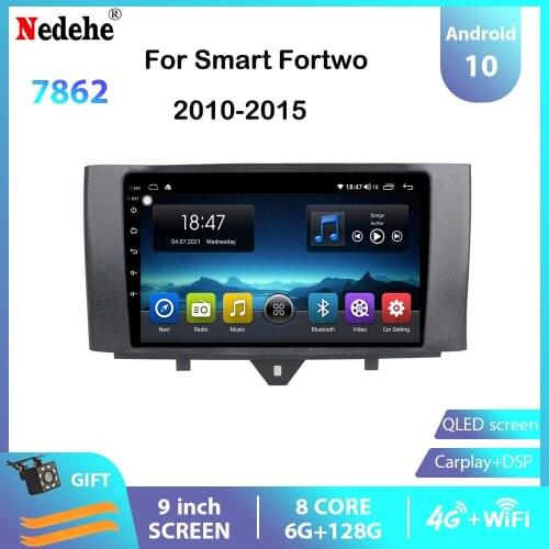 Octa Core Android 10.0 Audio For Mercedes Benz Smart 2010-2015 Fortwo Car Radio Stereo GPS Navigation Multimedia Player Carplay