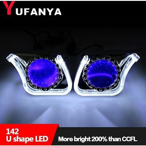 2pcs 3.0" high quality U shape led angel eye DRL Shroud Cover Mask For 2.5"/3.0 bi-xenon projector lens free shipping
