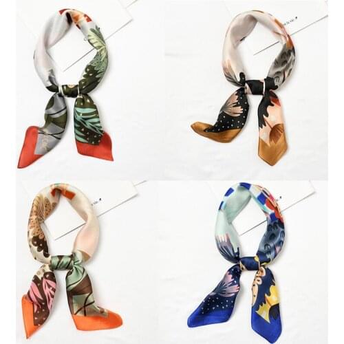 Yishine Wholesale 20pcs 4 Colors Multifunction Beautiful View Women Satin Wraps Scarves Shawl Polyester Silk Scarf Handkerchief