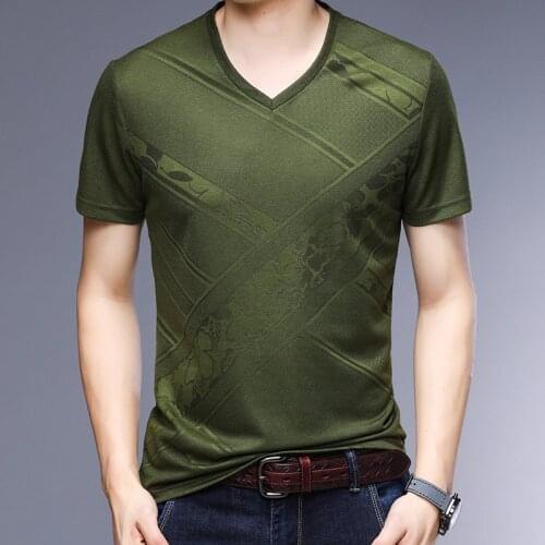 Ymwmhu 100% Cotton T-shirts Men Short Sleeve V-neck Summer Tops Casual Slim Fit Men T Shirt Fashion Tee Shirt Homme Clothes