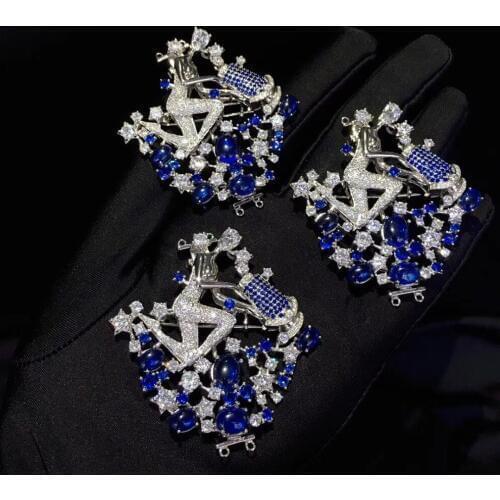 Aquarius brooch 925 sterling silver twelve constellation high qualtiey blue color fine women jewelry birthday gift