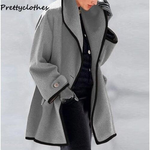 Ladies Fashion Fall And Winter Multicolor Round Neck Loose Hooded Woolen Coat Double Sided Womens Jacket 2021 Female Oversize