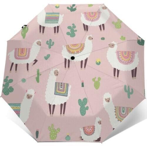 Sunny Umbrella Alpaca Pink Automatic folding portable men women umbrella Sunscreen rain Windproof beach parasol