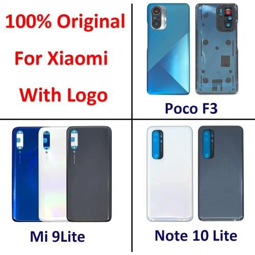 100% Original Battery Back Cover Glass Door Replacement Housing With Adhesive For Xiaomi Mi 9 Lite / Poco F3 / Mi Note 10 Lite