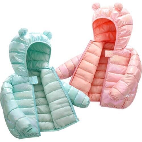 2020 Girls Hooded Down Jackets Christmas Kids Coats Baby Rainbow Warm Ski Down Jacket 1-5 Years Toddler Girl Jacket Outerwear