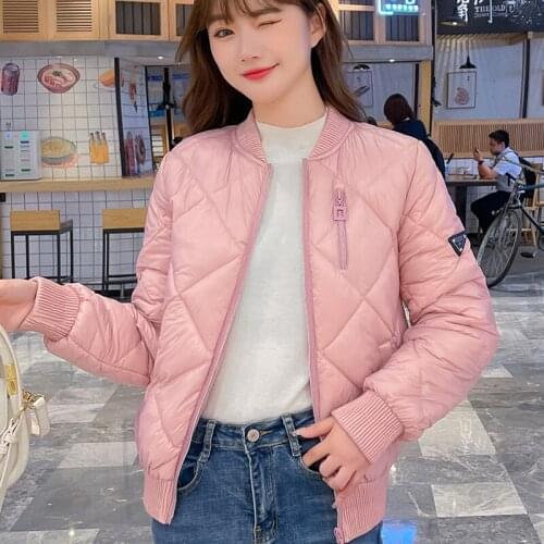 2021 Winter Women Short Jackets Casual Diamond lattice Warm Down Padded Coat Female Winter Outwear Snowwear Jackets parkas