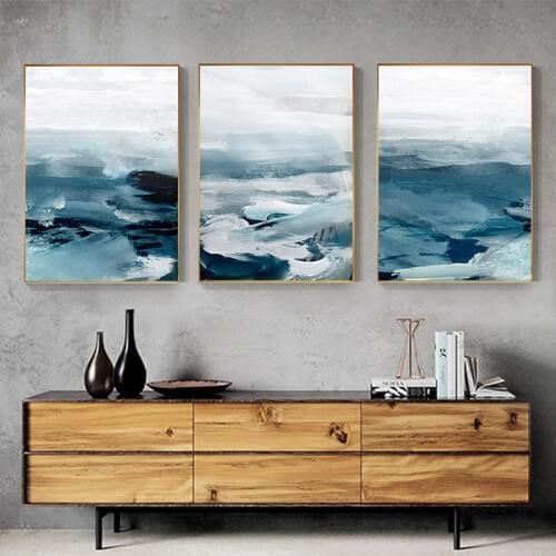 Abstract Amazing Blue Sea Clouds Canvas Painting Modern Nordic Poster and Print Art Wall Picture for Living Room Bedroom Fashion