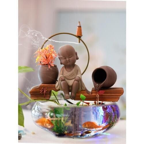 Ceramic glass fish tank, humidifier, home office, living room, desk, home decoration, relocation, gifts and opening gifts