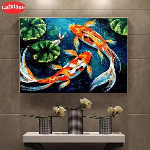 5D DIY Diamond Embroidery Fish koi lucky carp Picture Of Rhinestone Diamond Painting Cross Stitch Mosaic New Arrival Wall Art
