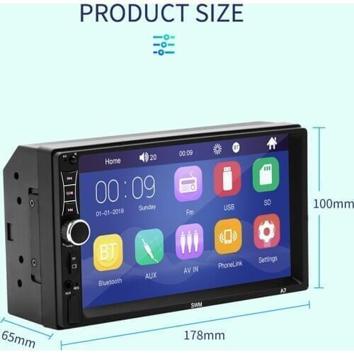 7''A7 2 Din Touch Screen Car Stereo FM Radio Bluetooth Mirror Link MP5 Player AUX FM Radio Car Electronics