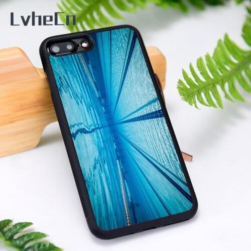 LvheCn Silicone Rubber Phone Case Cover for iPhone 6 6S 7 8 Plus X XS XR 11 12 Mini Pro Max Swimmer Swimming Pool Water