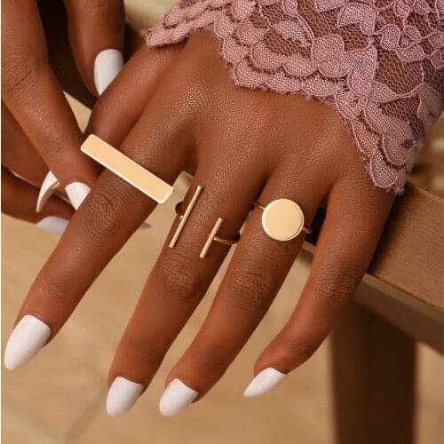 DIEZI Korean Fashion Men Gold Color Geometric Knuckle Rings Set For Women New Simple Vintage Boho Finger Joint Rings Jewelry