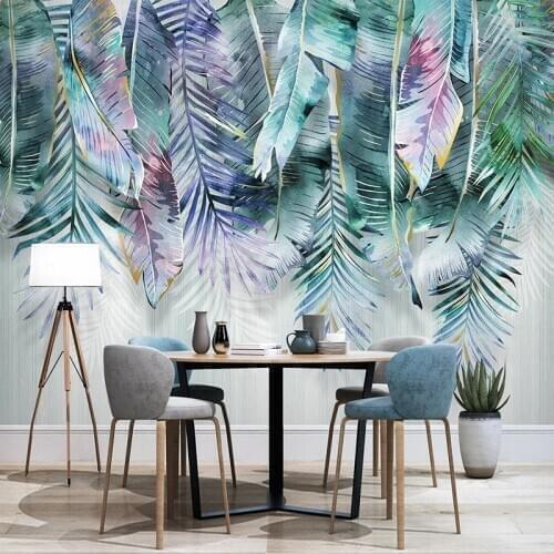 Custom Mural Wallpaper 3D Tropical Plant Leaves Background Photo Wall Painting Bedroom Living Room Decor Waterproof Wallpaper