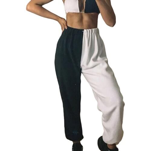 Imcute Women’s Casual Color Mixed Long Pants, Elastic Waist Sport Patchwork Baggy Workout Trousers S-3XL 2020 New Hot