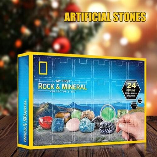 Advent Calendar Toys Crystal Rock Mineral Collections Christmas Countdown Calendars Gifts Box for Children can CSV