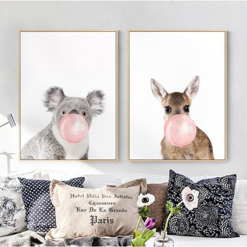 Balloon Zebra Giraffe Dog Canvas Painting Animals Nordic Poster Wall Art Posters And Prints Wall Pictures Kids Room Girl Room