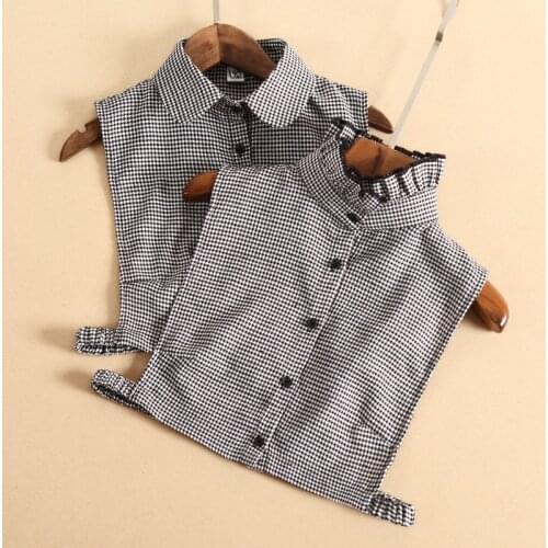 Plaid Women Ruffle Stand Fake Collar False Collar Stand Detachable Shirt Collars For Women Removable Neckwear Faux Col